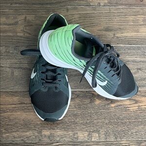 Nike Black and Lime Downshifter 8 Sneakers